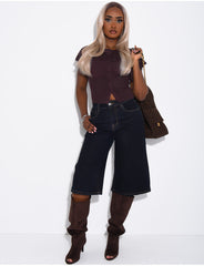 Bermuda en jeans stretch bleu brut