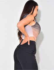 Body asymétrique drapé en mesh