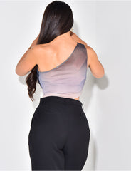 Body asymétrique drapé en mesh