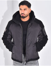Bombers à capuche bi-matière