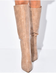 Bottes hautes bouts pointus effet croco en similicuir