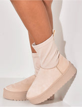 Bottines en suédine bi-matière