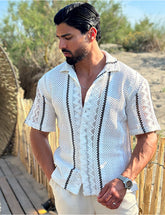 Chemise ajourée à rayures verticales