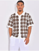 Chemise manches courtes ajourées à motifs