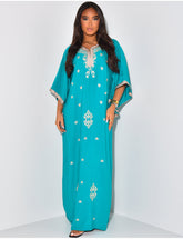 Abaya ample à broderies dorées