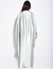 Abaya papillon en satin premium en relief ornée de perles