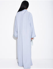 Abaya effet lin à boutons style asiatique au col