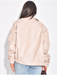 Bombers oversize en similicuir épais