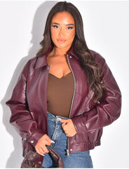 Bombers oversize en similicuir épais