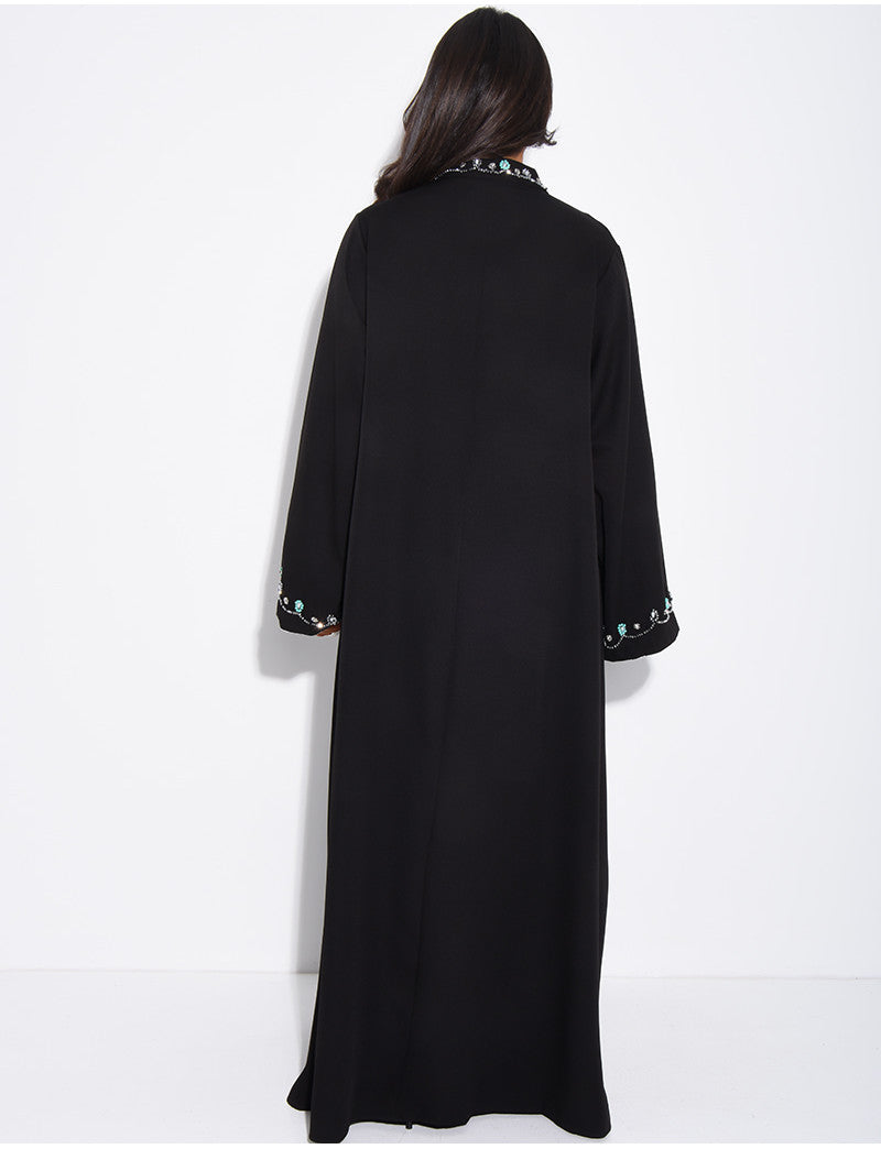 Abaya ample à perles cousues à la main