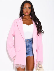 Blazer à bordures dentelle