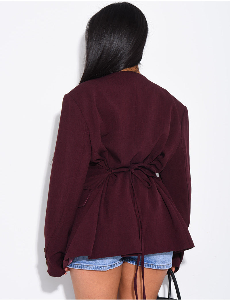 Blazer boutonné à nouer à la taille