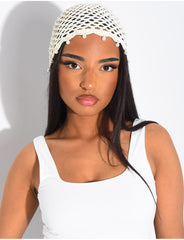 Bonnet en crochet à perles