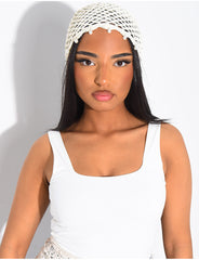 Bonnet en crochet à perles