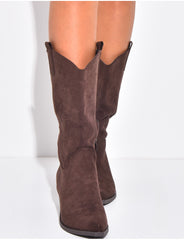 Bottes santiags en suédine