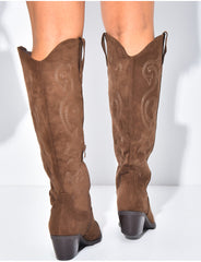 Bottes santiags en suédine
