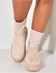 Bottines en suédine bi-matière