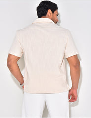 Chemise à motifs brodés en lin