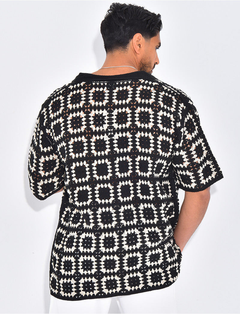 Chemise ajourée à motifs
