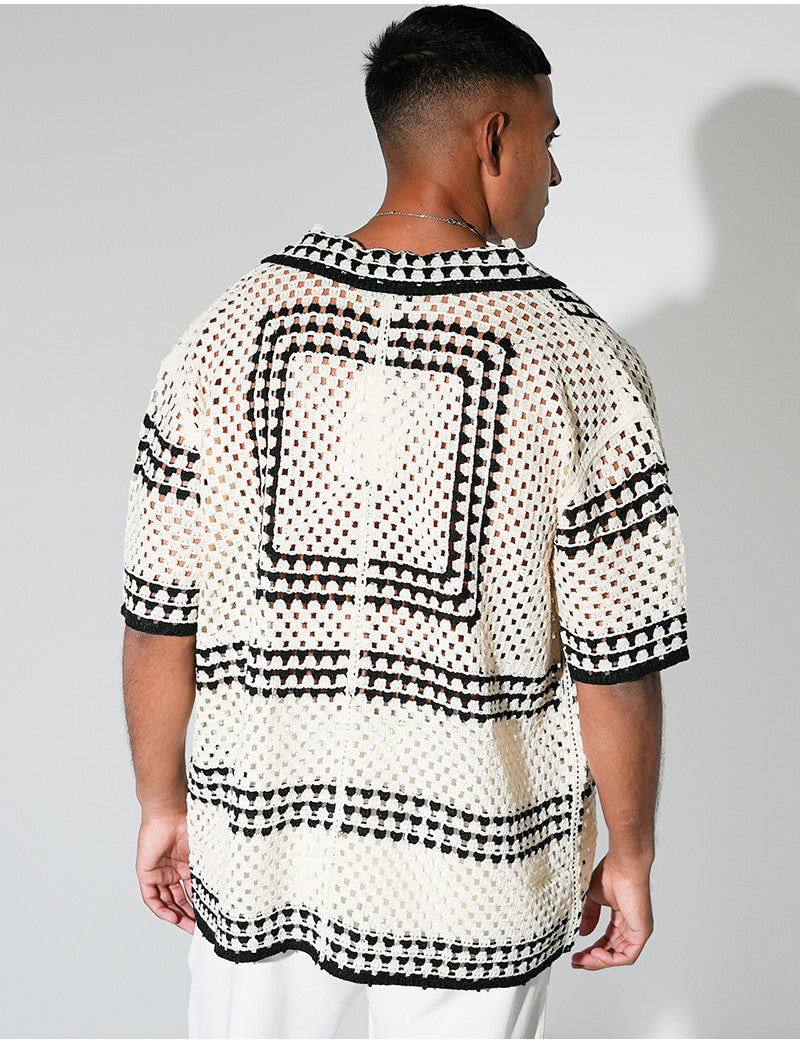 Chemise ajourée à motifs