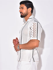 Chemise ajourée à rayures verticales