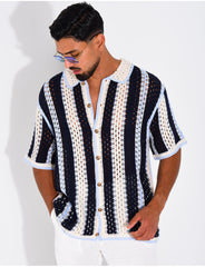 Chemise ajourée à rayures