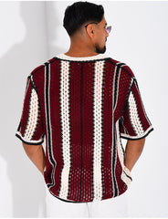 Chemise ajourée à rayures