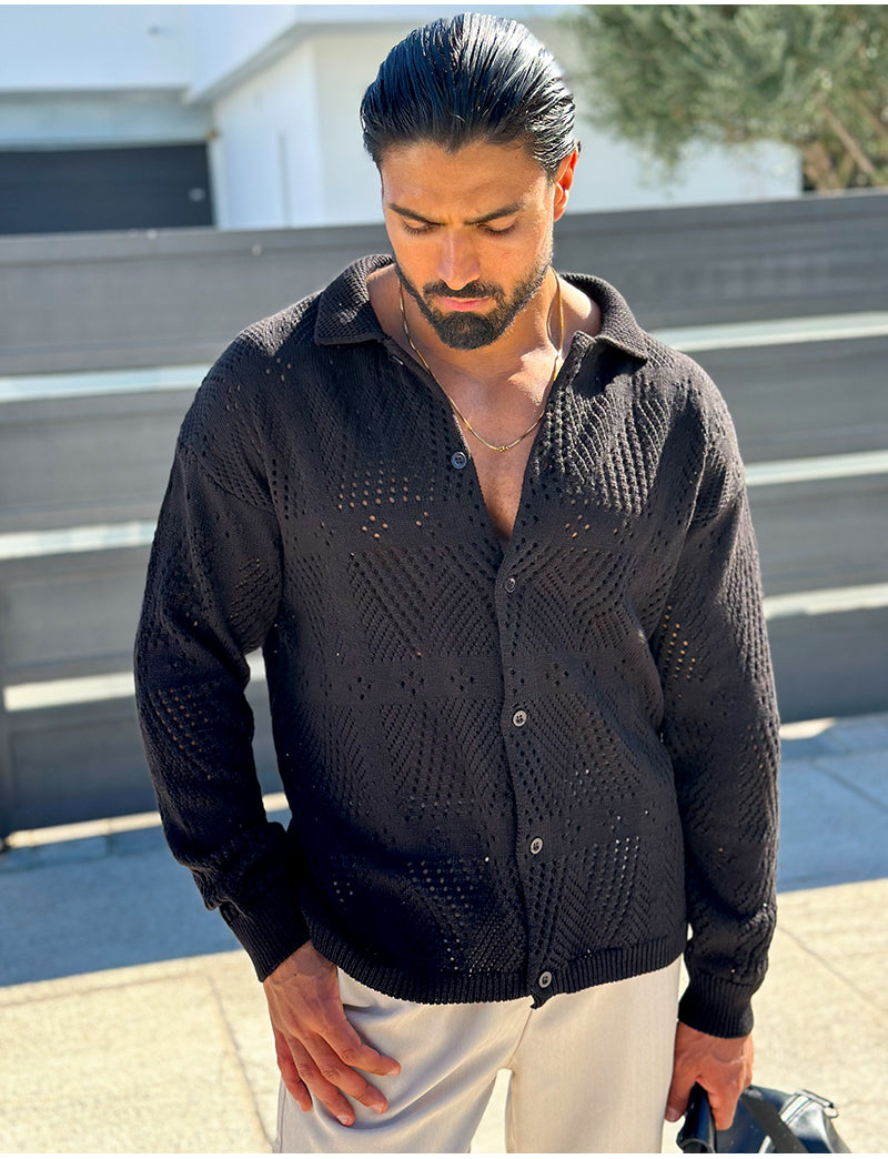 Chemise en laine ajourée