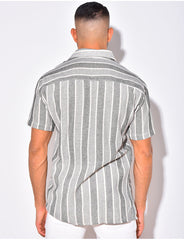 Chemise en lin à manches courtes avec rayures