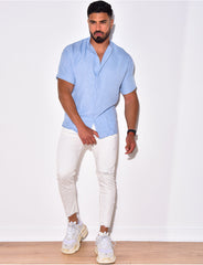 Chemise fine manche courtes à petit col