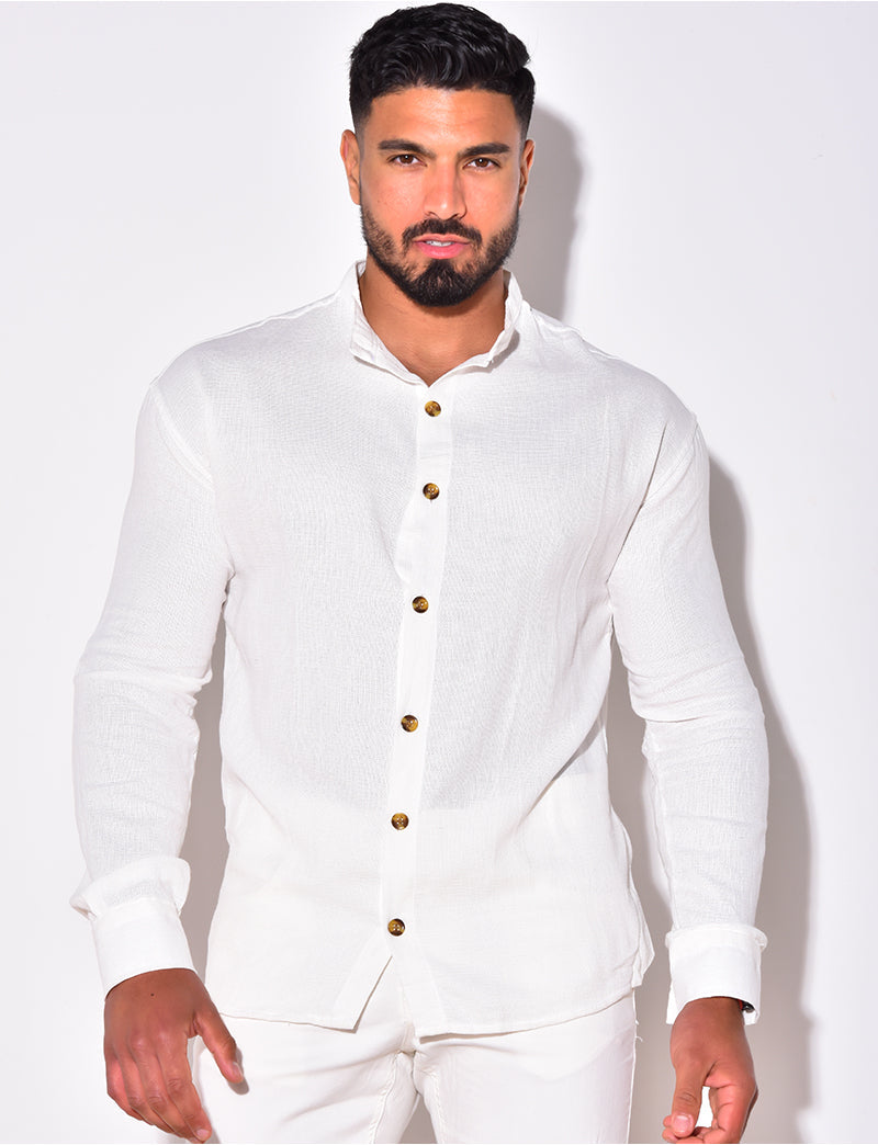 Chemise fine manche longues à petit col