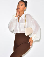 Chemise en voile transparent à nouer aux manches