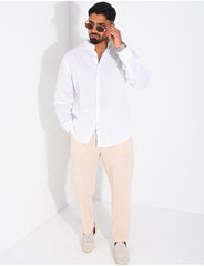 Chemise Homme en lin à col rond