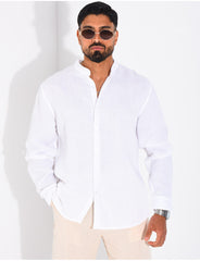 Chemise Homme en lin à col rond