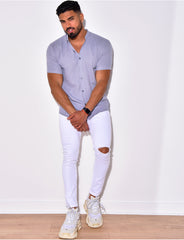 Chemise manches courtes à petit col