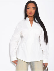 Chemise en coton cintrée à nouer