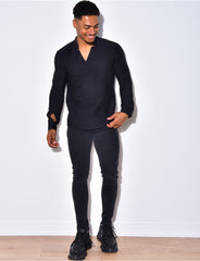 Chemise fin manche longue col V